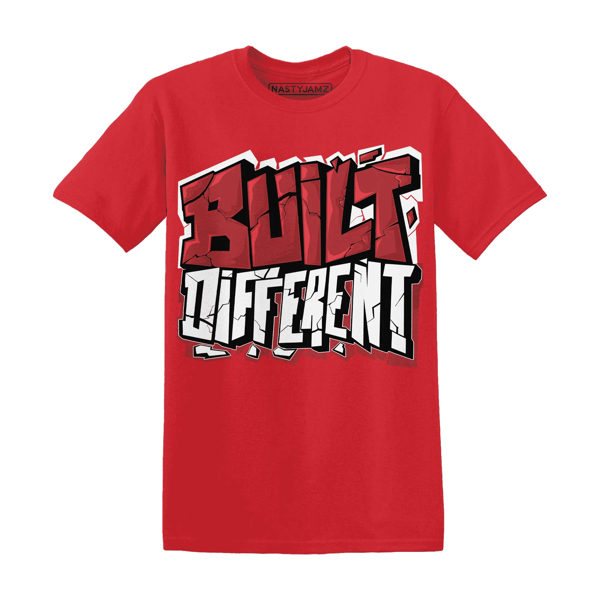Black-Toe-Reimagined-Red-White-1s-NastyJamz-T-Shirt-Match-Built-Different