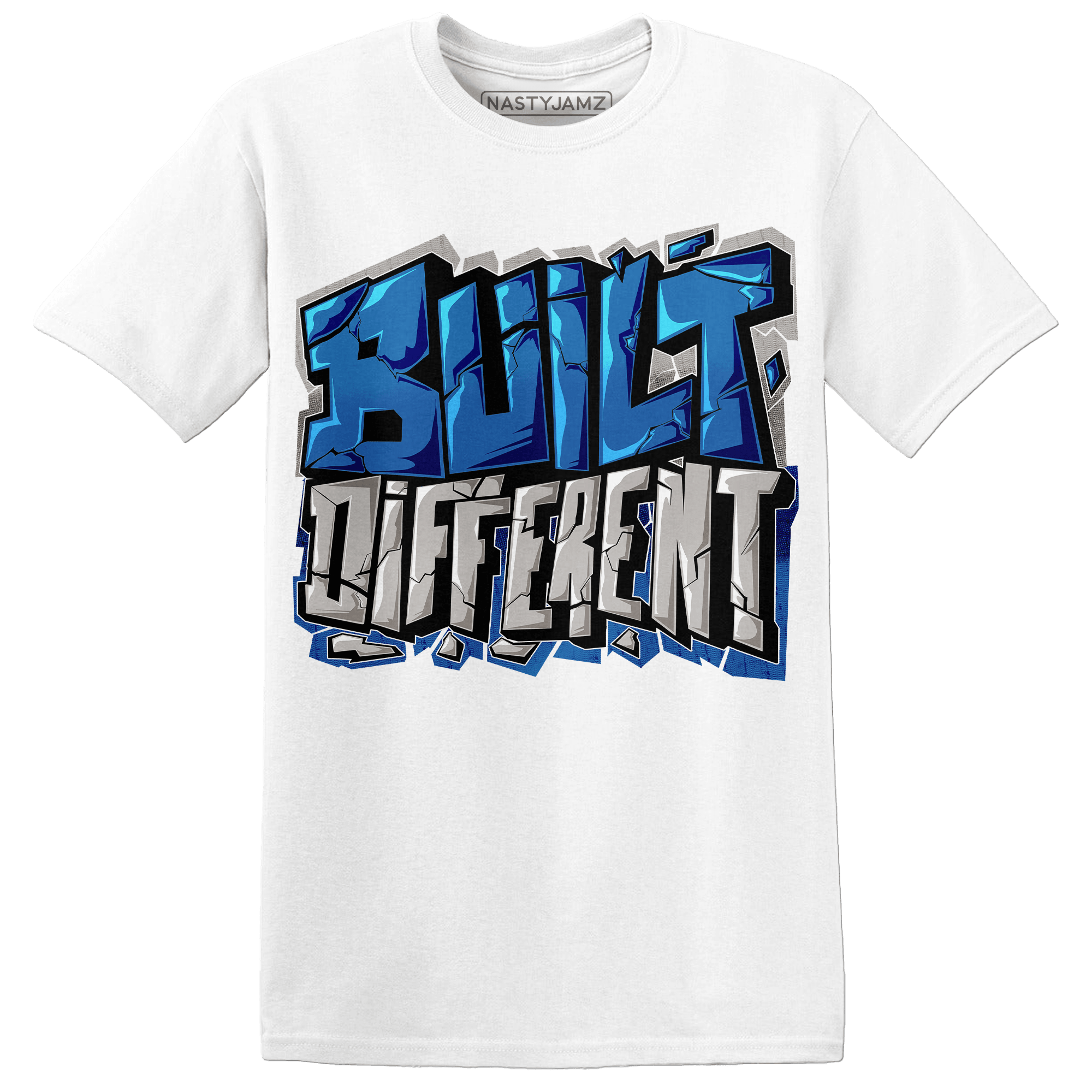 Industrial Blue 4s T Shirt Match Built Different - NastyJamz