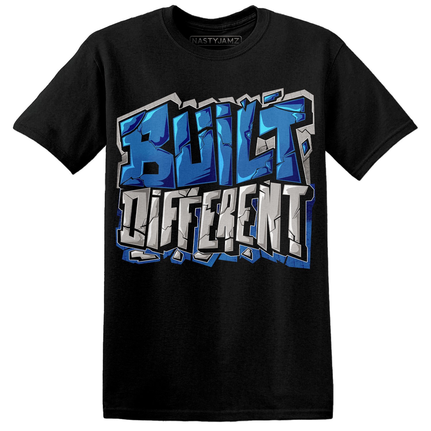 Industrial Blue 4s T Shirt Match Built Different - NastyJamz