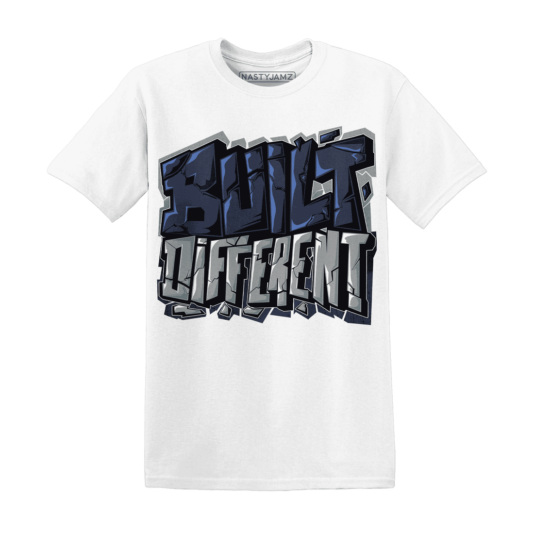 VaporMax-Plus-Midnight-Navy-White-Metallic-Silver-NastyJamz-T-Shirt-Match-Built-Different