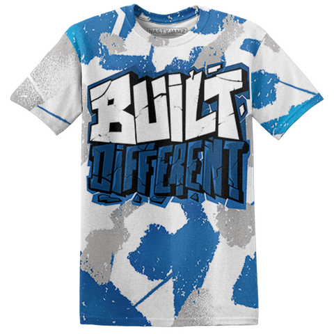 Industrial-Blue-4s-T-Shirt-Match-Built-Different-3D-Broken