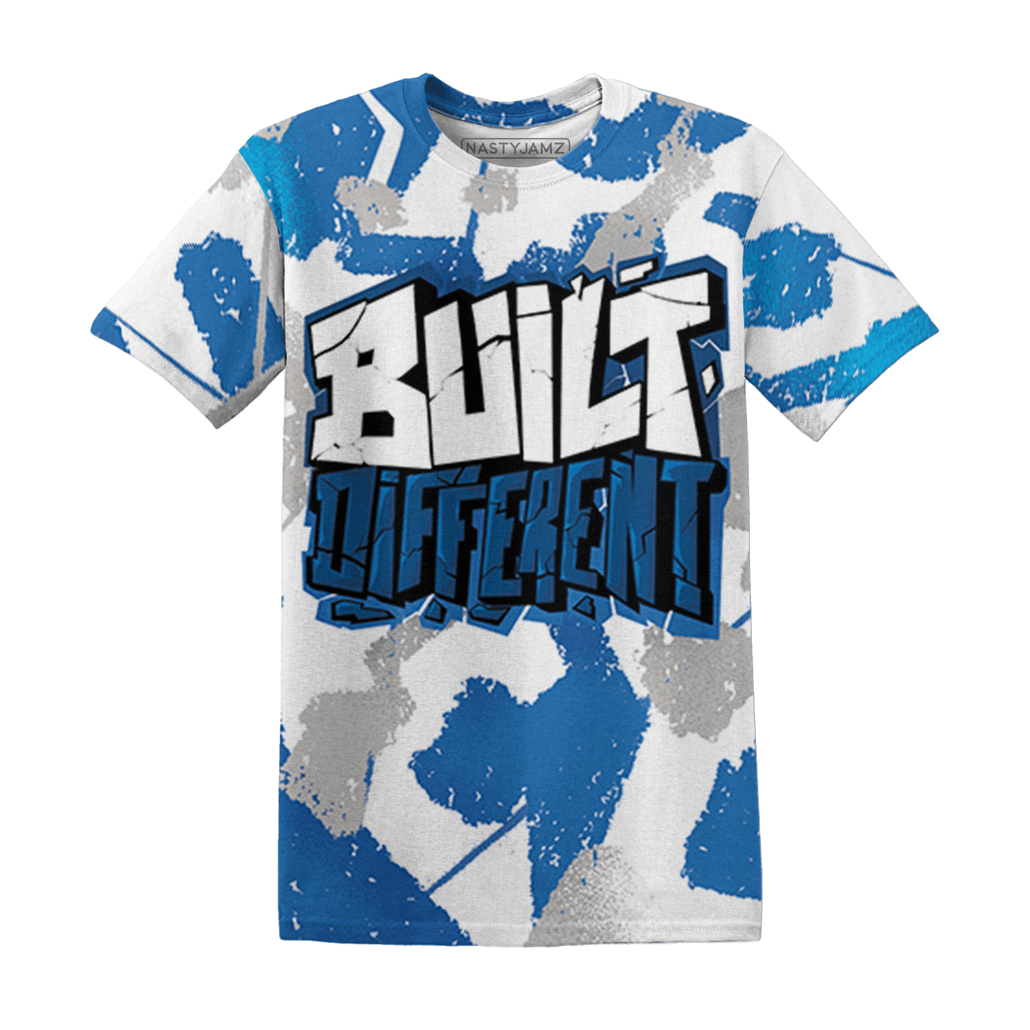 Industrial Blue 4s T Shirt Match Built Different 3D All-Over Print Broken - NastyJamz