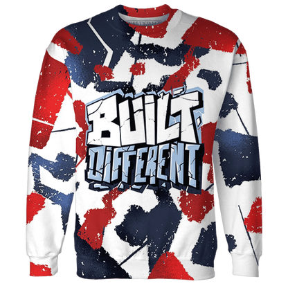 White-Navy-6s-Sweatshirt-Match-Built-Different-3D-Broken
