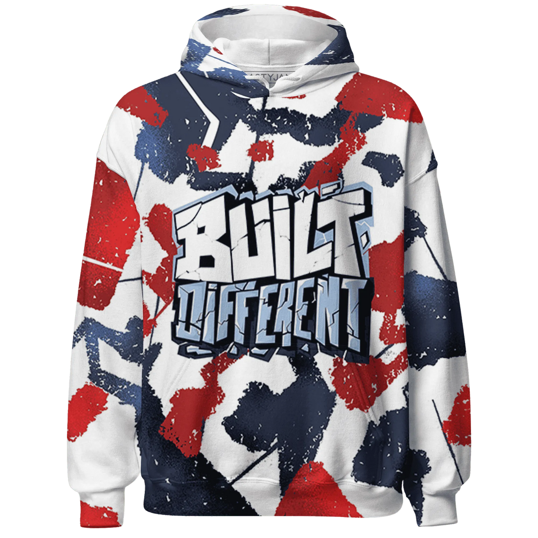 White-Navy-6s-Hoodie-Match-Built-Different-3D-Broken