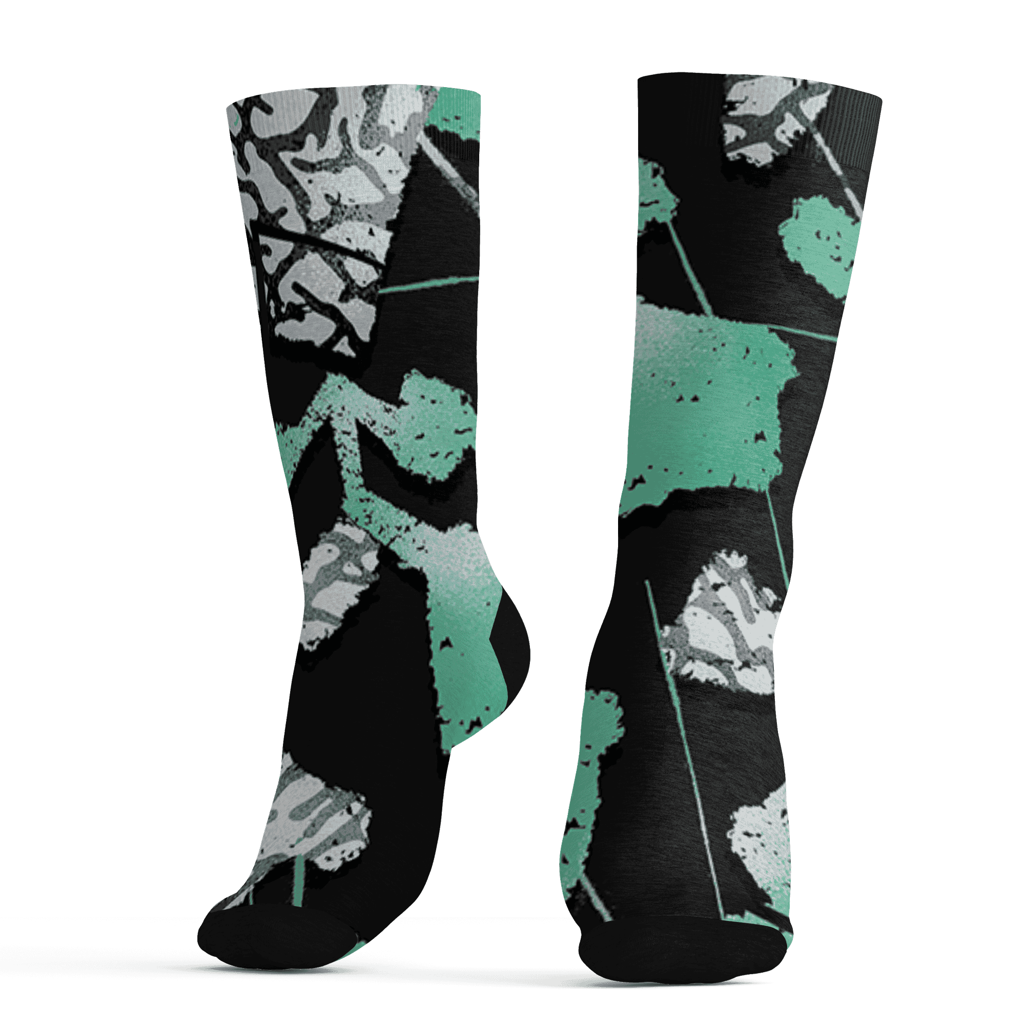 Green Glow 3s Socks Match Built Different 3D All-Over Print Broken - NastyJamz