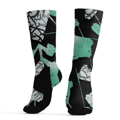 Green Glow 3s Socks Match Built Different 3D All-Over Print Broken - NastyJamz
