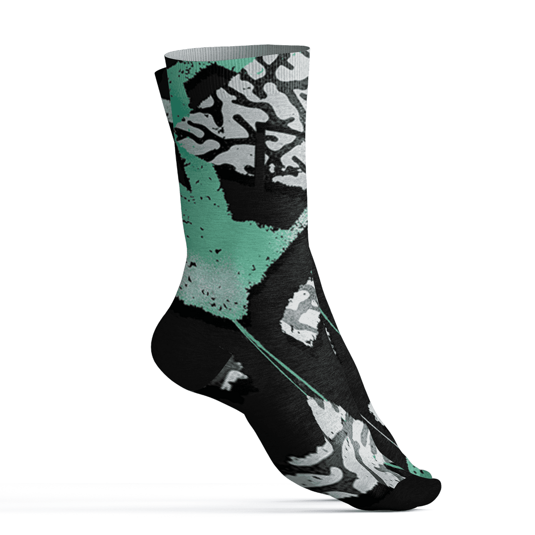 Green Glow 3s Socks Match Built Different 3D All-Over Print Broken - NastyJamz