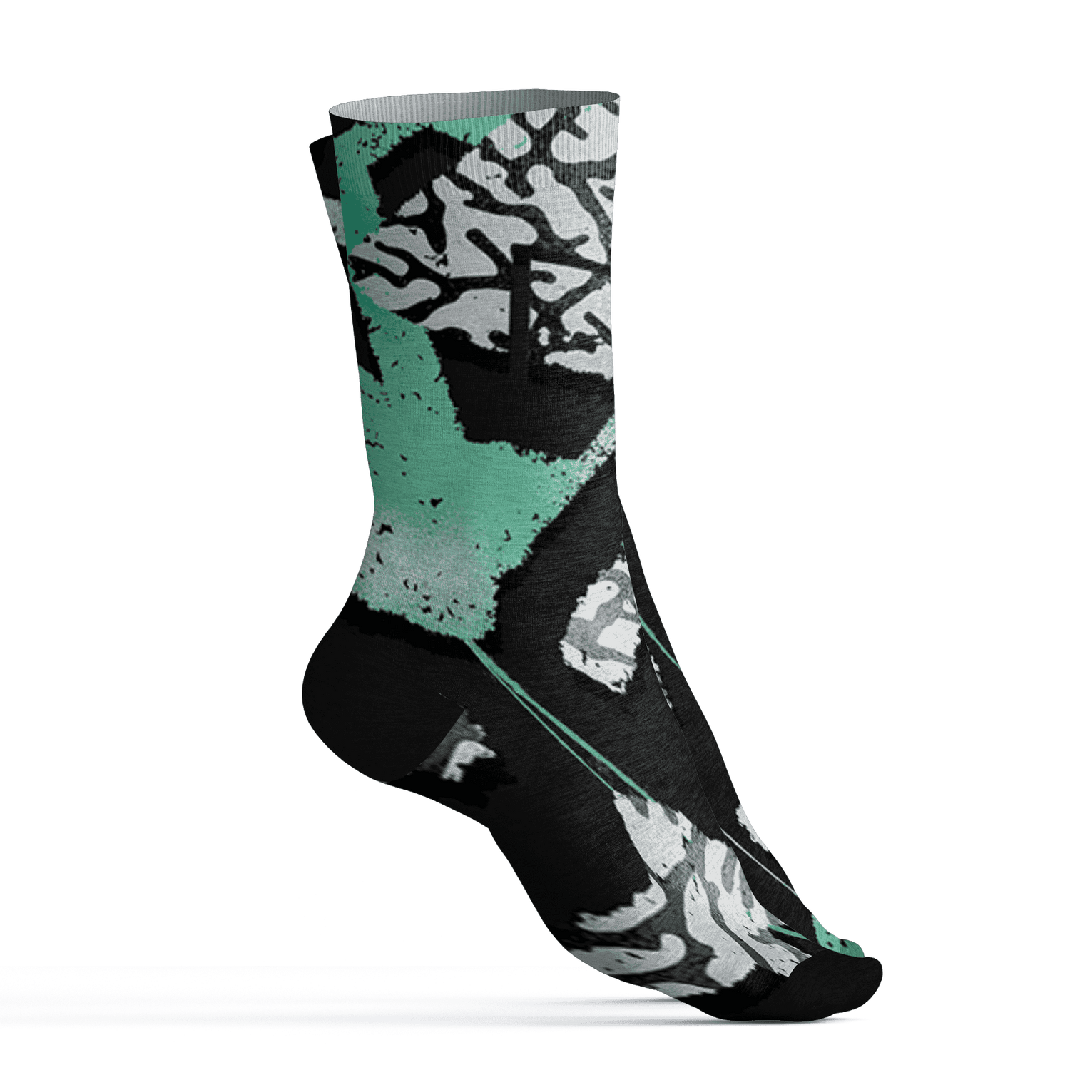 Green Glow 3s Socks Match Built Different 3D All-Over Print Broken - NastyJamz