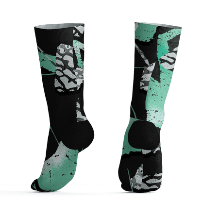 Green Glow 3s Socks Match Built Different 3D All-Over Print Broken - NastyJamz
