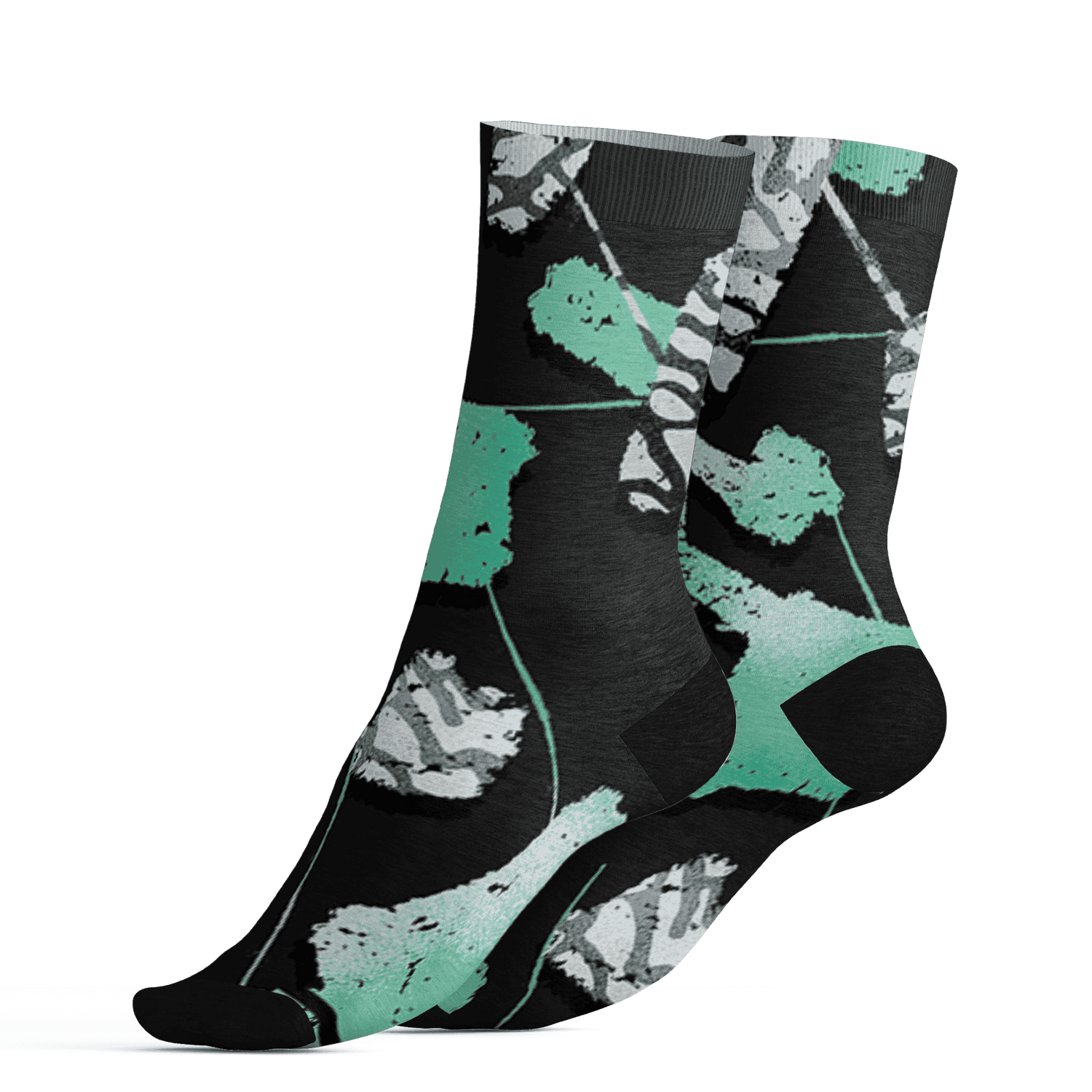 Green Glow 3s Socks Match Built Different 3D All-Over Print Broken - NastyJamz