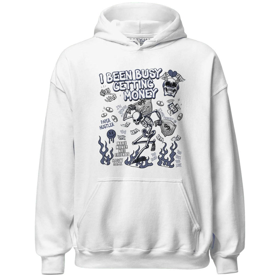 Low-Diffused-Blue-11s-NastyJamz-Hoodie-Match-Busy-Getting-Money-Skull