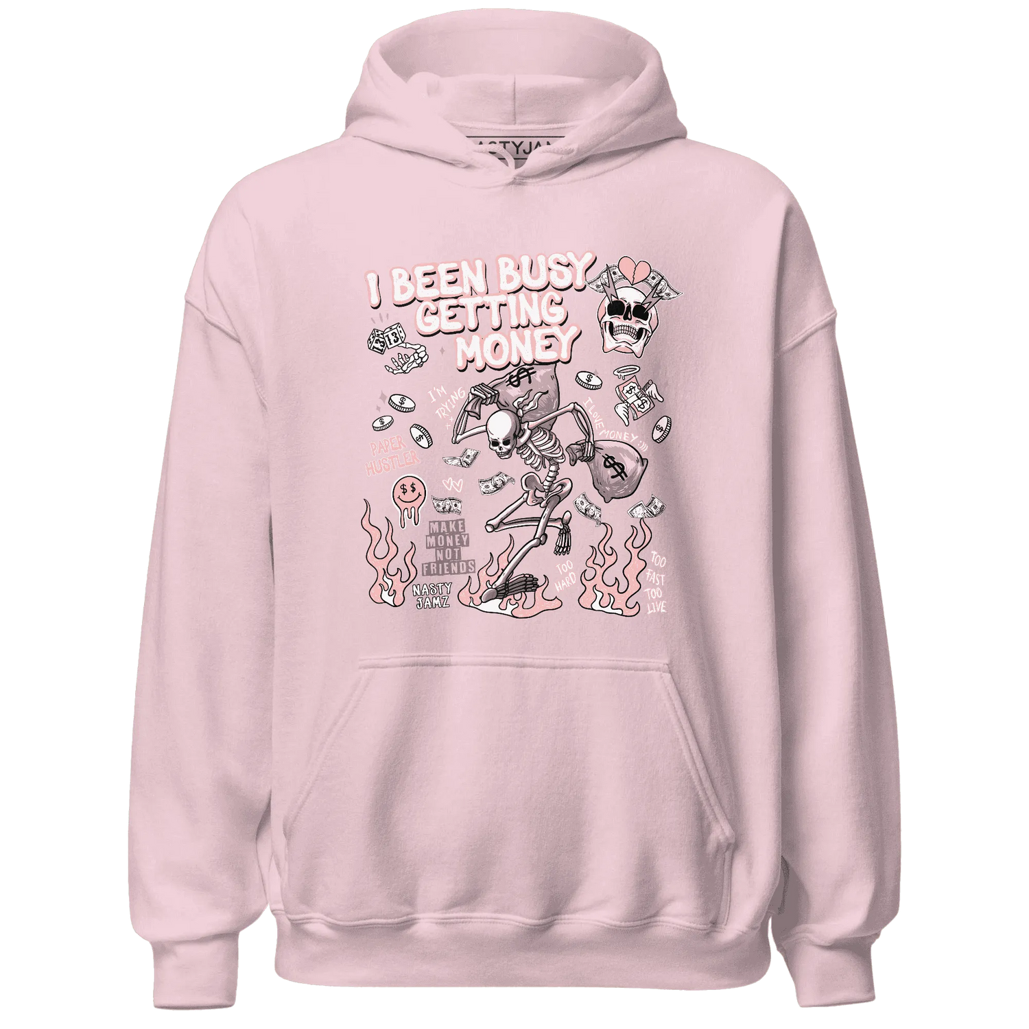 Low-Legend-Pink-11s-NastyJamz-Hoodie-Match-Busy-Getting-Money-Skull