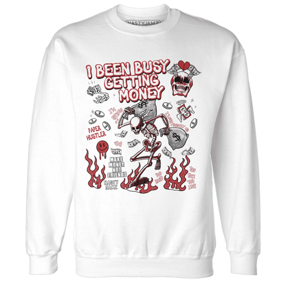 Black-Toe-Reimagined-Red-White-1s-Sweatshirt-Match-Busy-Getting-Money-Skull