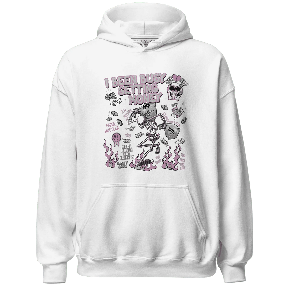 Orchid-Neutral-Grey-Black-White-4s-NastyJamz-Hoodie-Match-Busy-Getting-Money-Skull