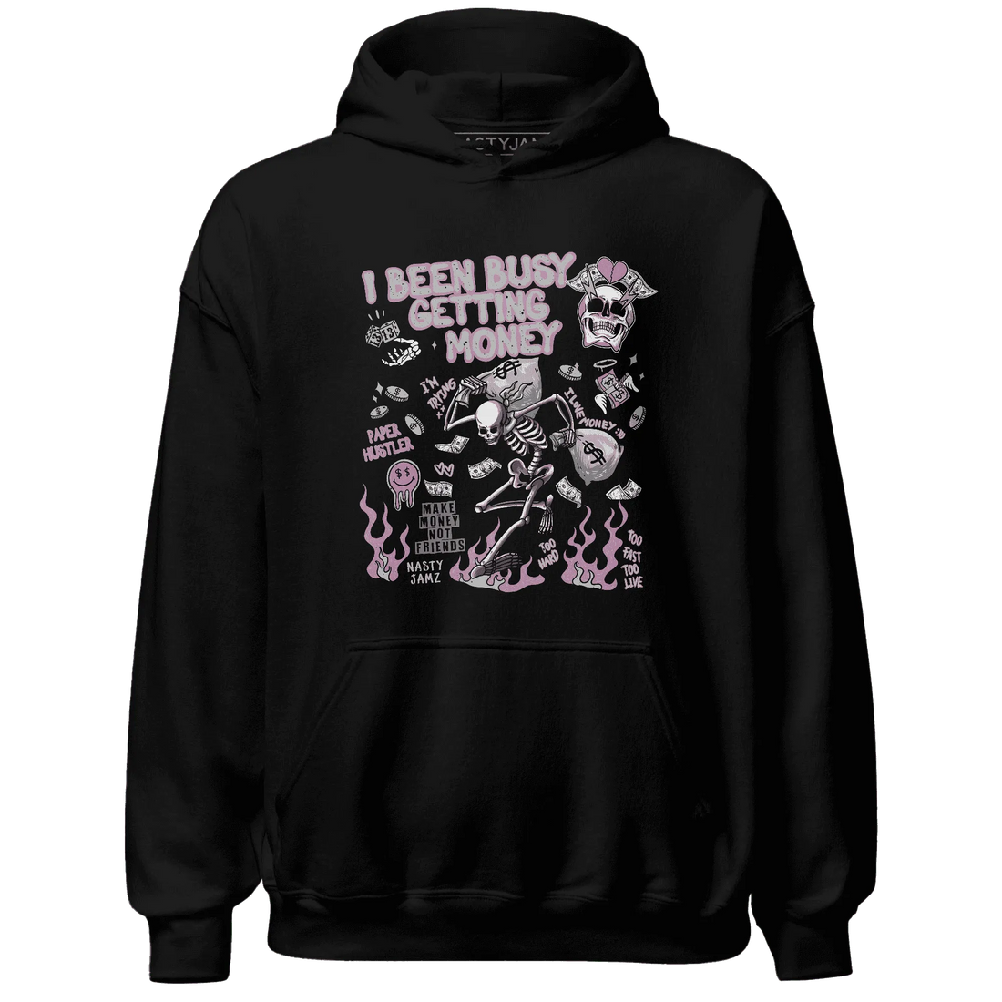 Orchid-Neutral-Grey-Black-White-4s-NastyJamz-Hoodie-Match-Busy-Getting-Money-Skull
