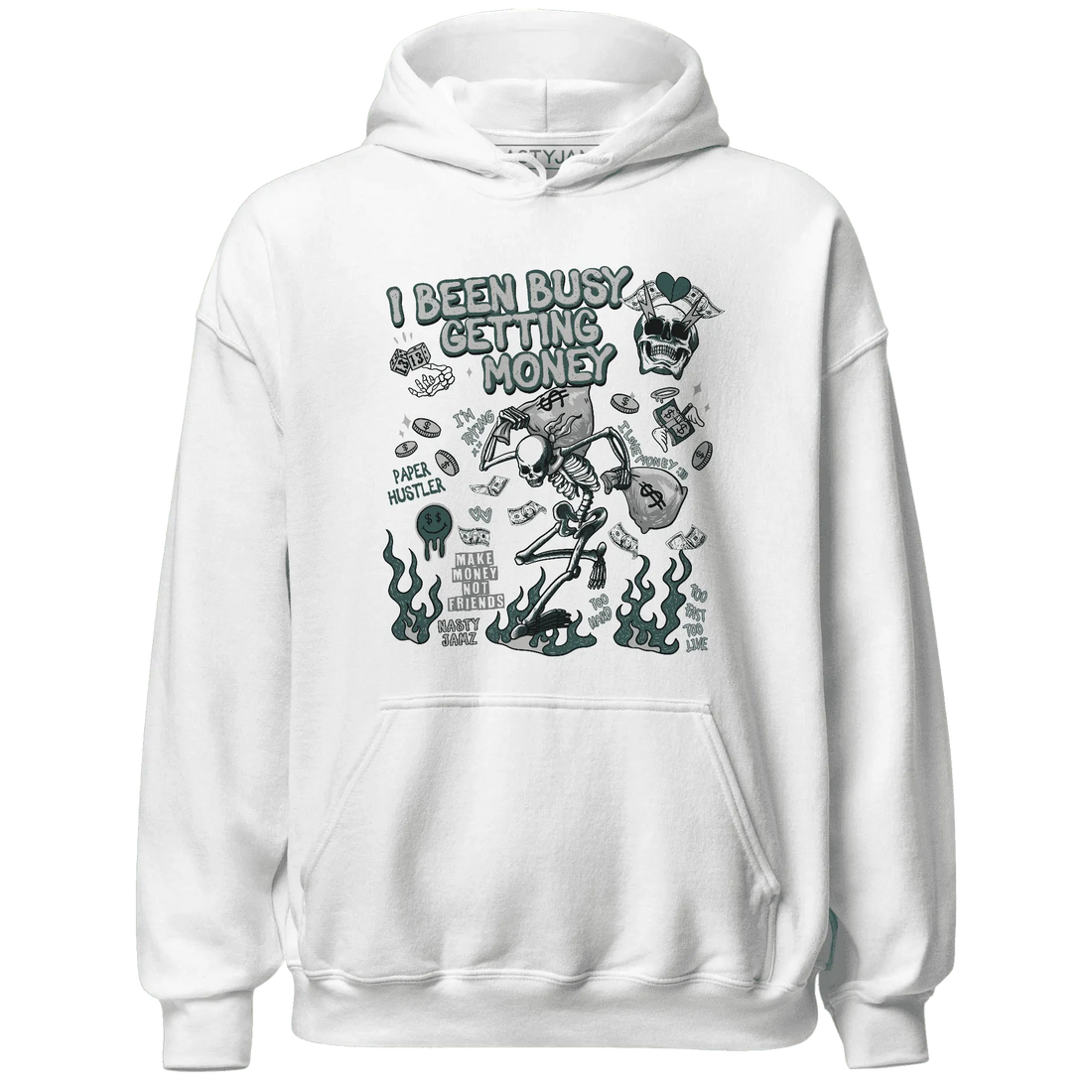 Oxidized-Green-4s-NastyJamz-Hoodie-Match-Busy-Getting-Money-Skull