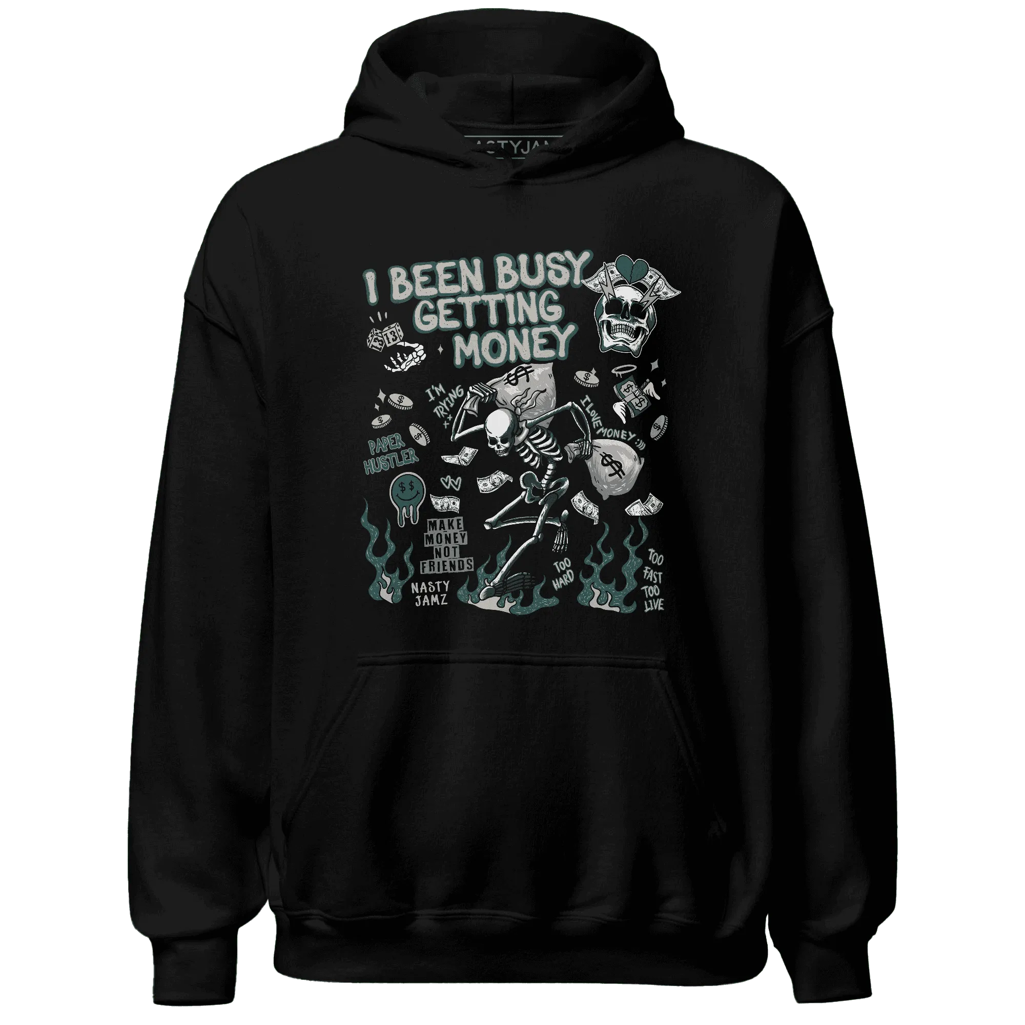 Oxidized-Green-4s-NastyJamz-Hoodie-Match-Busy-Getting-Money-Skull
