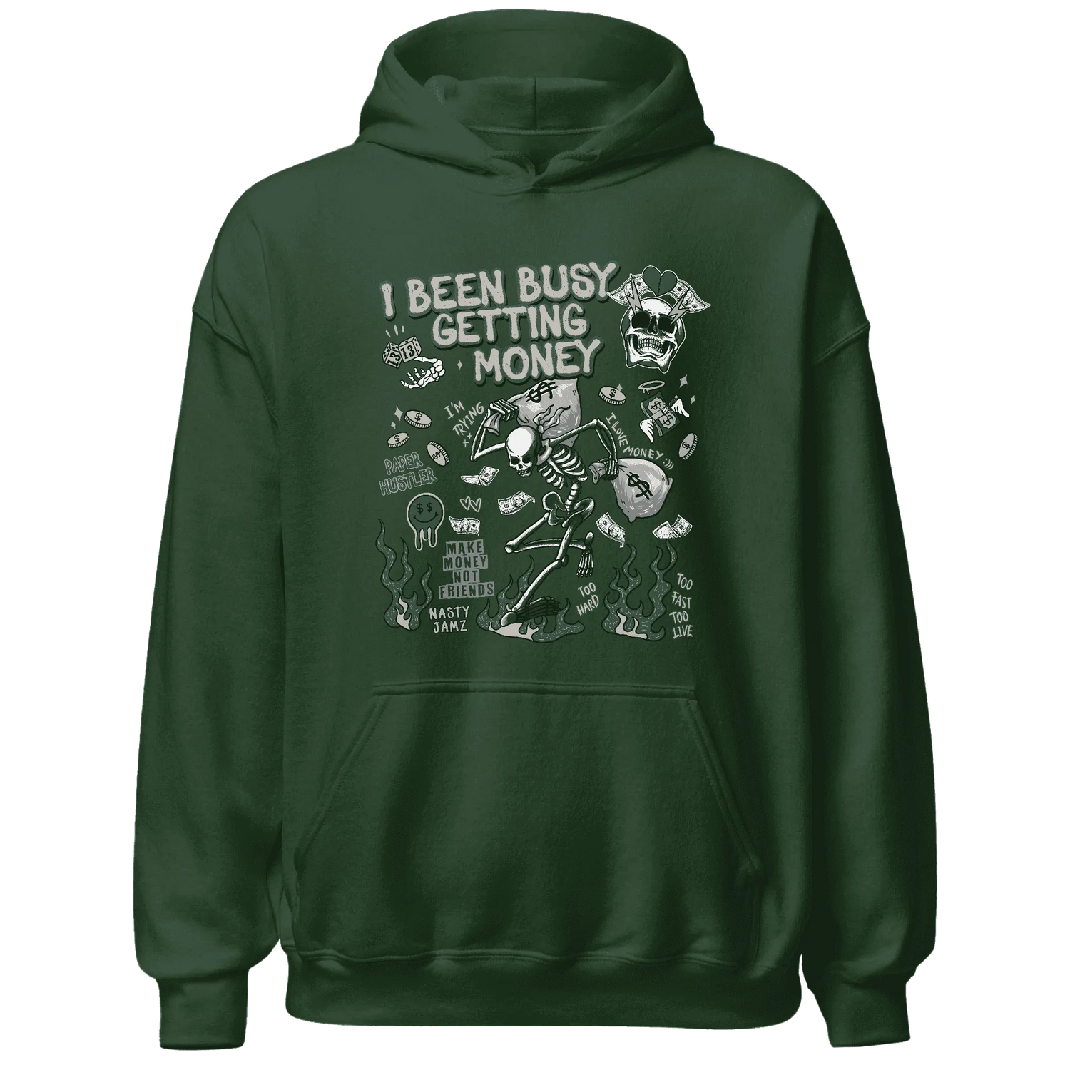 Oxidized-Green-4s-NastyJamz-Hoodie-Match-Busy-Getting-Money-Skull