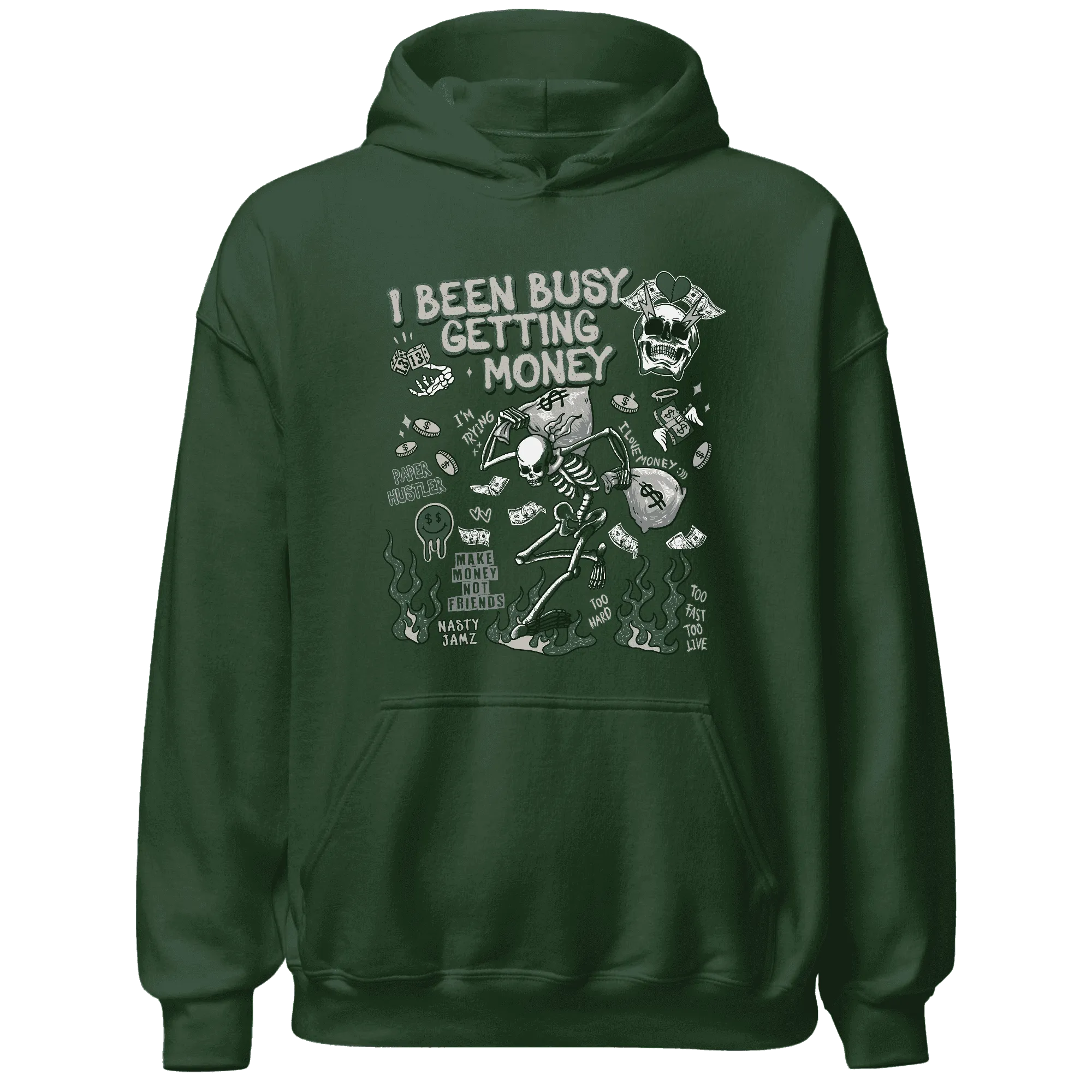 Oxidized-Green-4s-NastyJamz-Hoodie-Match-Busy-Getting-Money-Skull