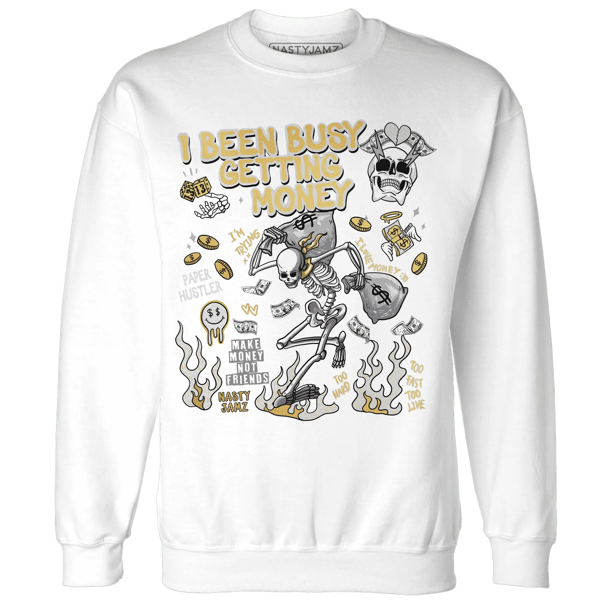 Paris-Cement-Olympics-6s-NastyJamz-Sweatshirt-Match-Busy-Getting-Money-Skull