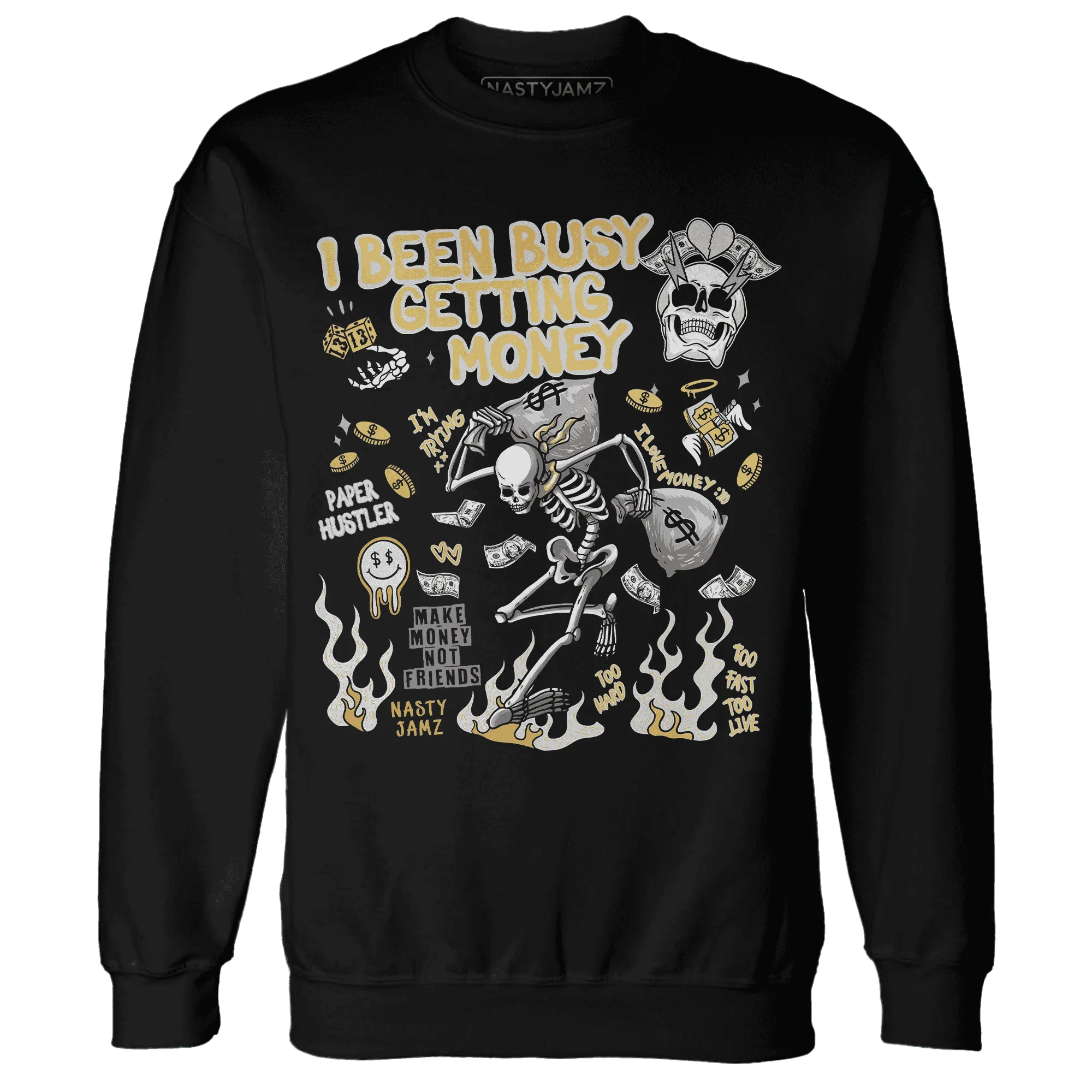 Paris-Cement-Olympics-6s-NastyJamz-Sweatshirt-Match-Busy-Getting-Money-Skull