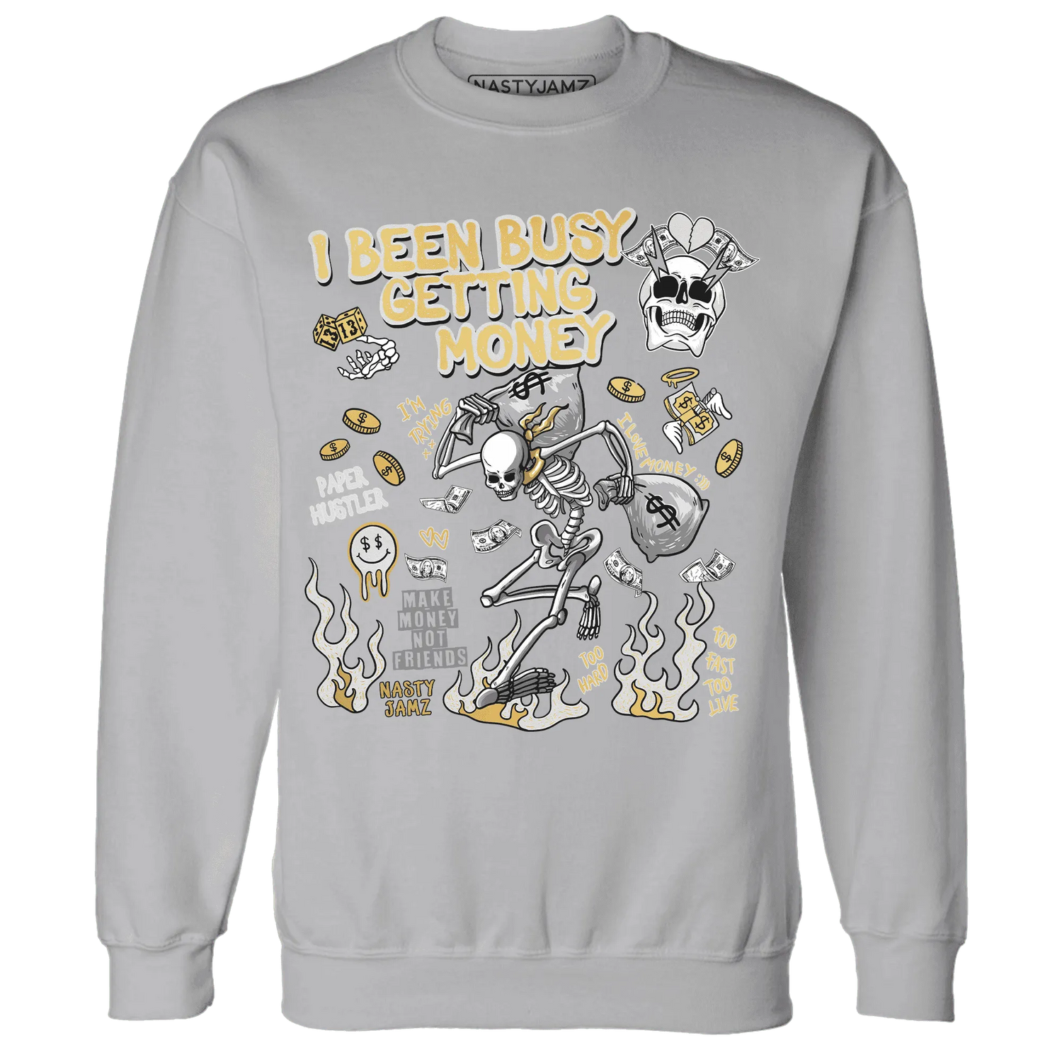 Paris-Cement-Olympics-6s-NastyJamz-Sweatshirt-Match-Busy-Getting-Money-Skull