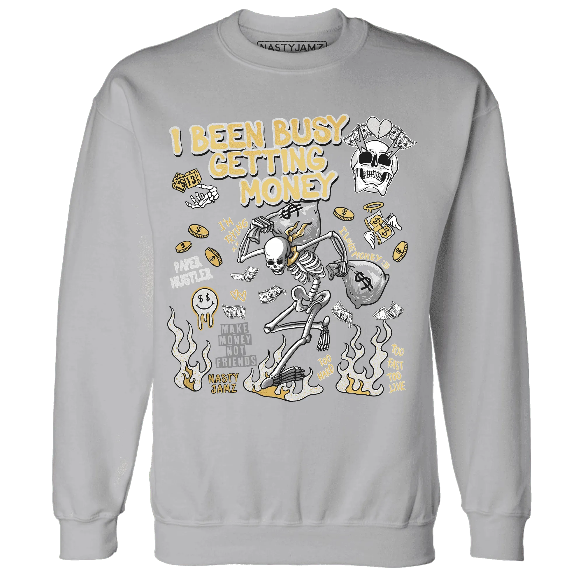 Paris-Cement-Olympics-6s-NastyJamz-Sweatshirt-Match-Busy-Getting-Money-Skull