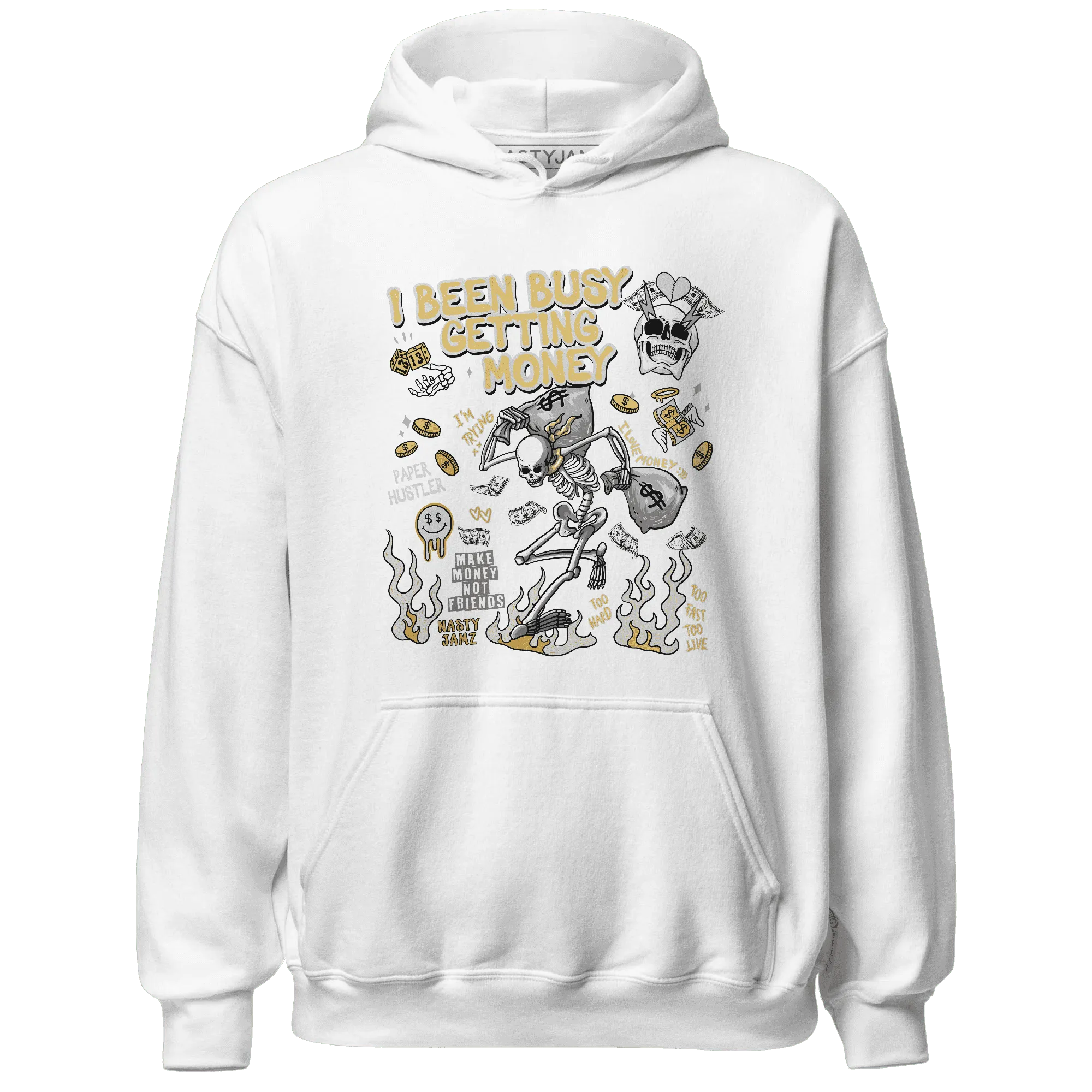 Paris-Cement-Olympics-6s-NastyJamz-Hoodie-Match-Busy-Getting-Money-Skull