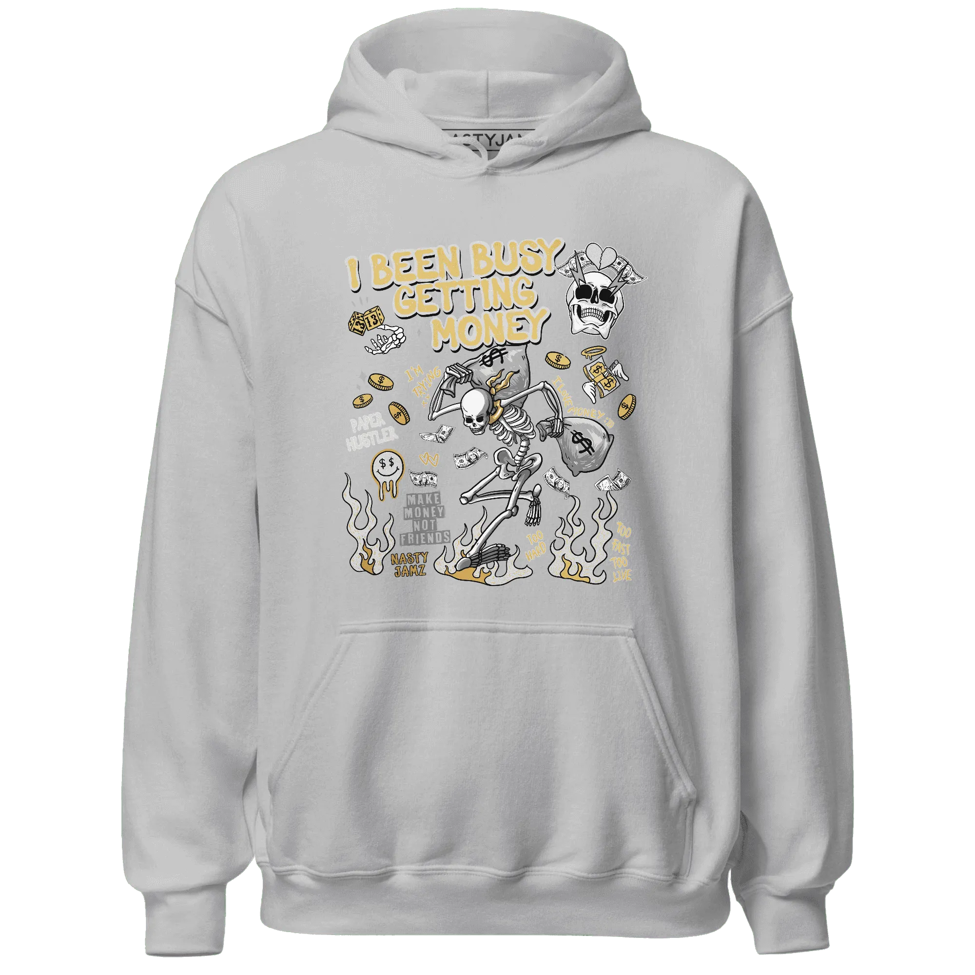 Paris-Cement-Olympics-6s-NastyJamz-Hoodie-Match-Busy-Getting-Money-Skull