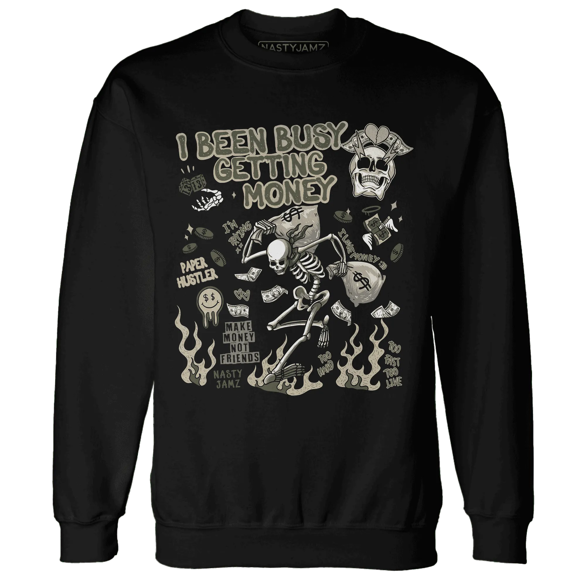 AM-1-Essential-Premium-NastyJamz-Sweatshirt-Match-Busy-Getting-Money-Skull