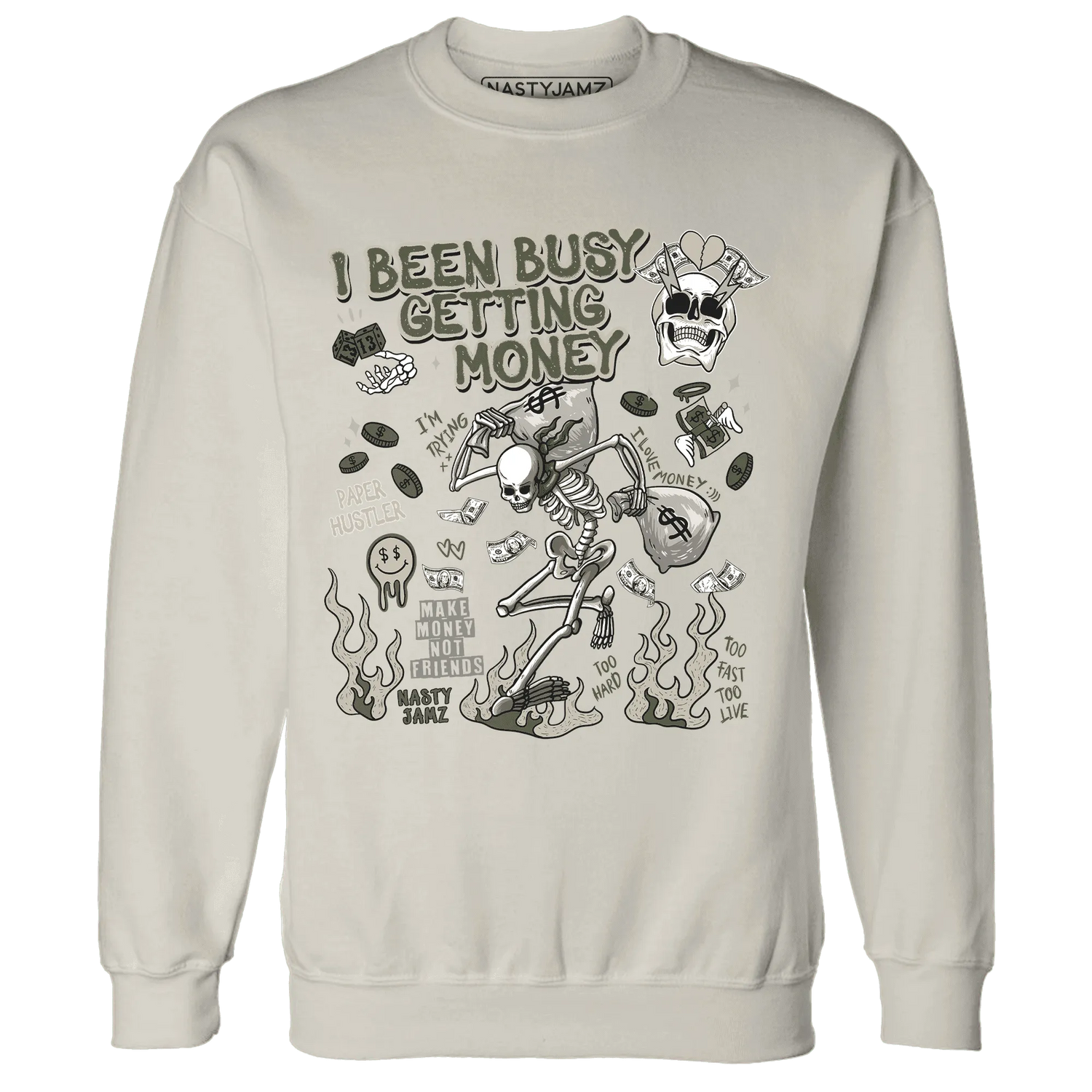 AM-1-Essential-Premium-NastyJamz-Sweatshirt-Match-Busy-Getting-Money-Skull