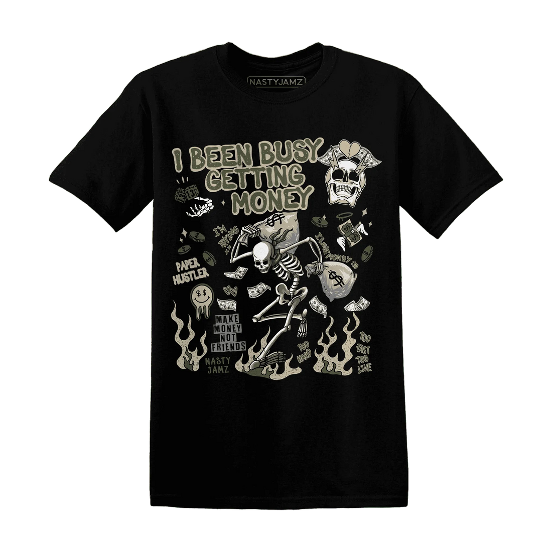 AM-1-Essential-Premium-NastyJamz-T-Shirt-Match-Busy-Getting-Money-Skull