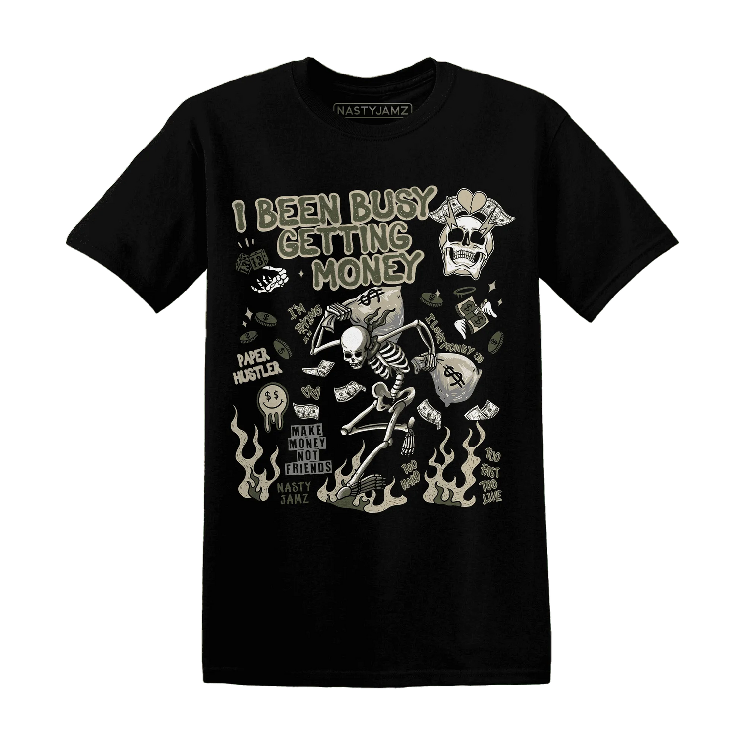 AM-1-Essential-Premium-NastyJamz-T-Shirt-Match-Busy-Getting-Money-Skull