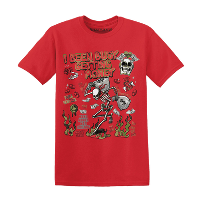 AM-90-Dark-Sage-Solar-Red-NastyJamz-T-Shirt-Match-Busy-Getting-Money-Skull