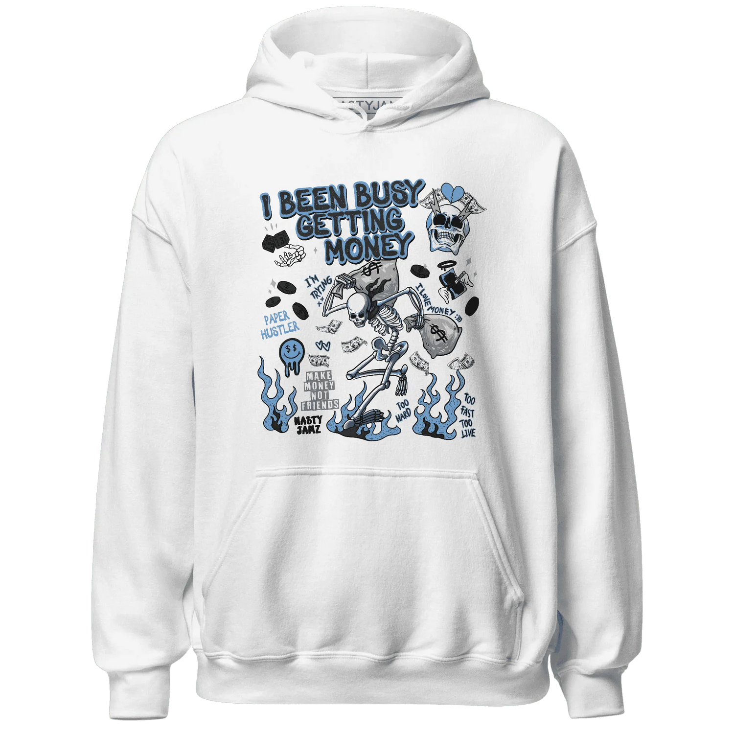 AM-Plus-Black-Univercitii-Blue-NastyJamz-Hoodie-Match-Busy-Getting-Money-Skull