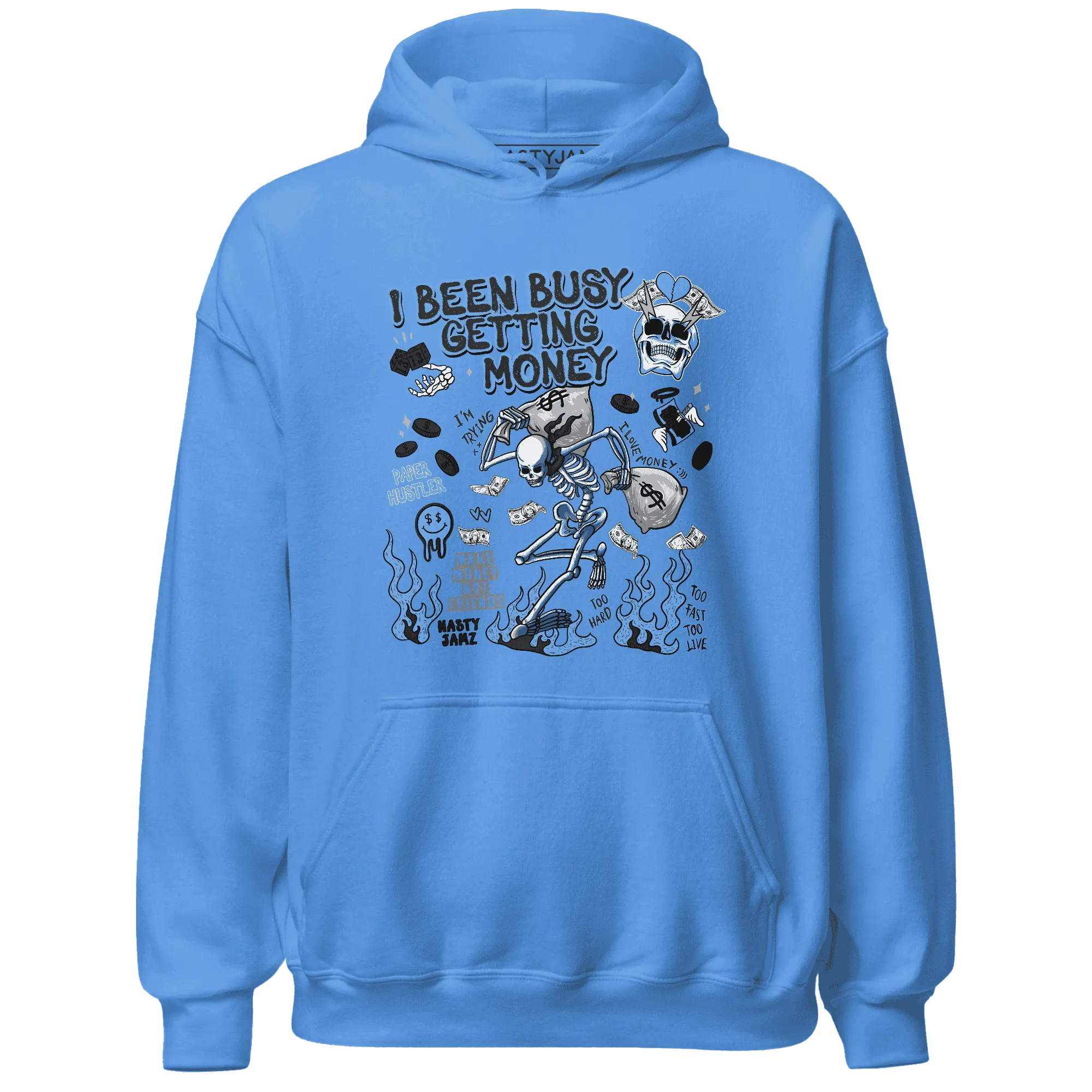 AM-Plus-Black-Univercitii-Blue-NastyJamz-Hoodie-Match-Busy-Getting-Money-Skull