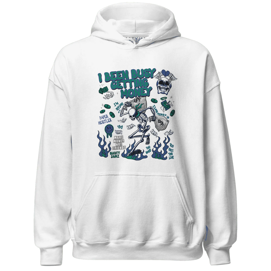 Dunk-Hyper-Royal-Malachite-NastyJamz-Hoodie-Match-Busy-Getting-Money-Skull