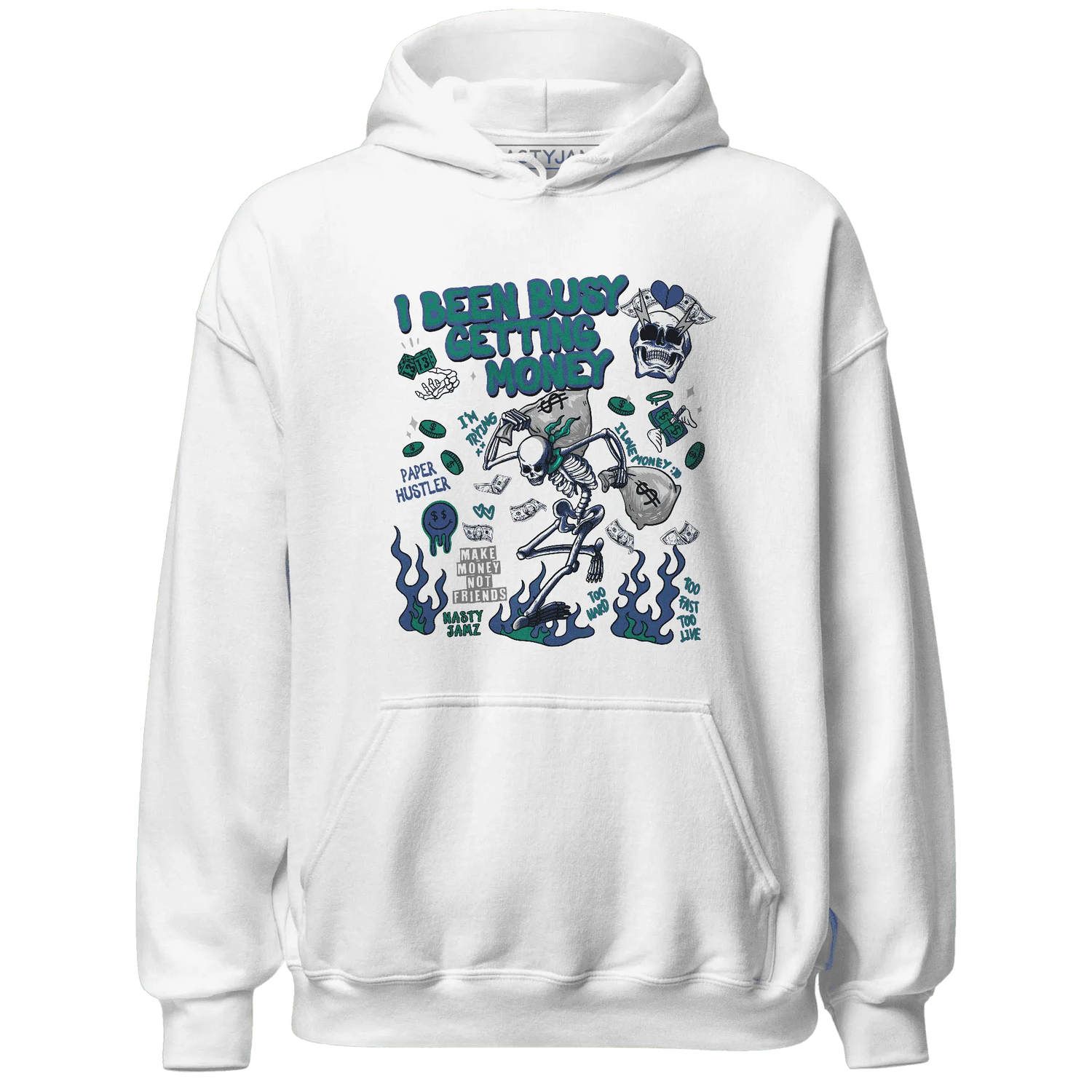 Dunk-Hyper-Royal-Malachite-NastyJamz-Hoodie-Match-Busy-Getting-Money-Skull