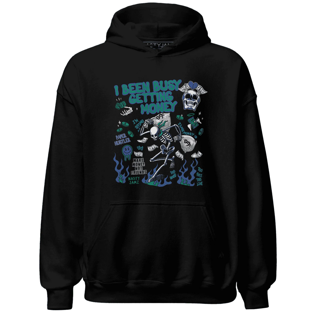 Dunk-Hyper-Royal-Malachite-NastyJamz-Hoodie-Match-Busy-Getting-Money-Skull