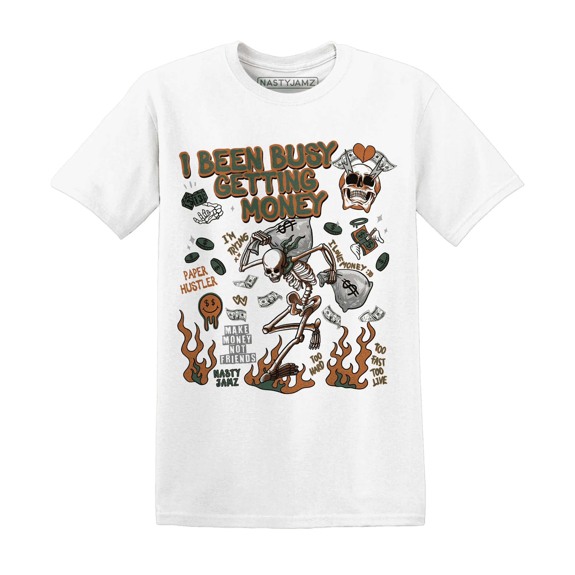 Dunk-Low-Ceramic-NastyJamz-T-Shirt-Match-Busy-Getting-Money-Skull