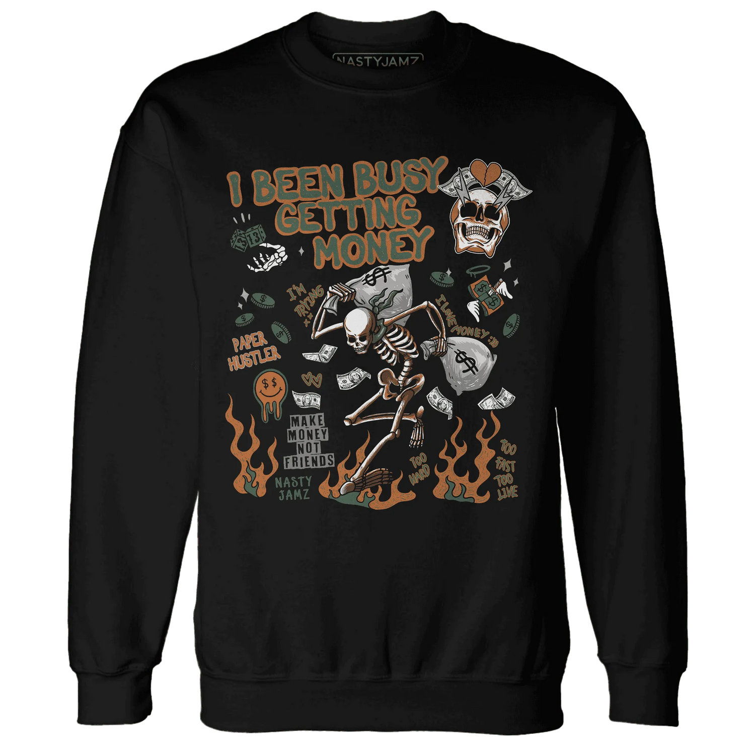 Dunk-Low-Ceramic-NastyJamz-Sweatshirt-Match-Busy-Getting-Money-Skull