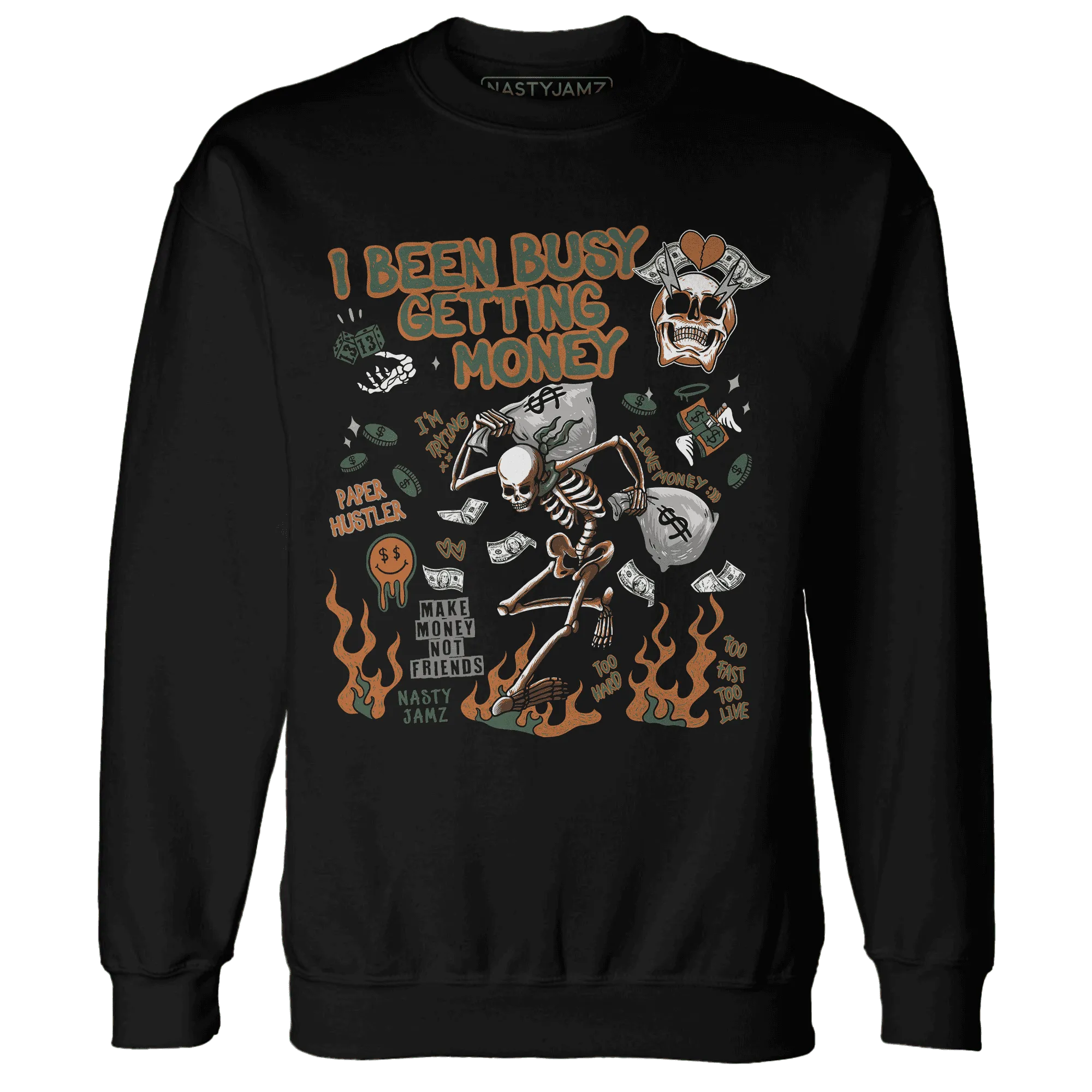 Dunk-Low-Ceramic-NastyJamz-Sweatshirt-Match-Busy-Getting-Money-Skull