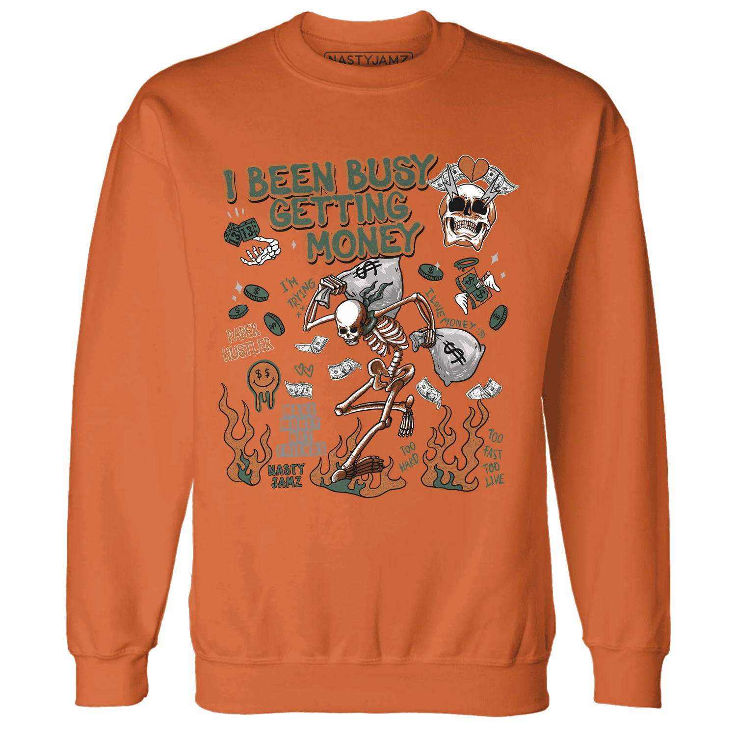 Dunk-Low-Ceramic-NastyJamz-Sweatshirt-Match-Busy-Getting-Money-Skull