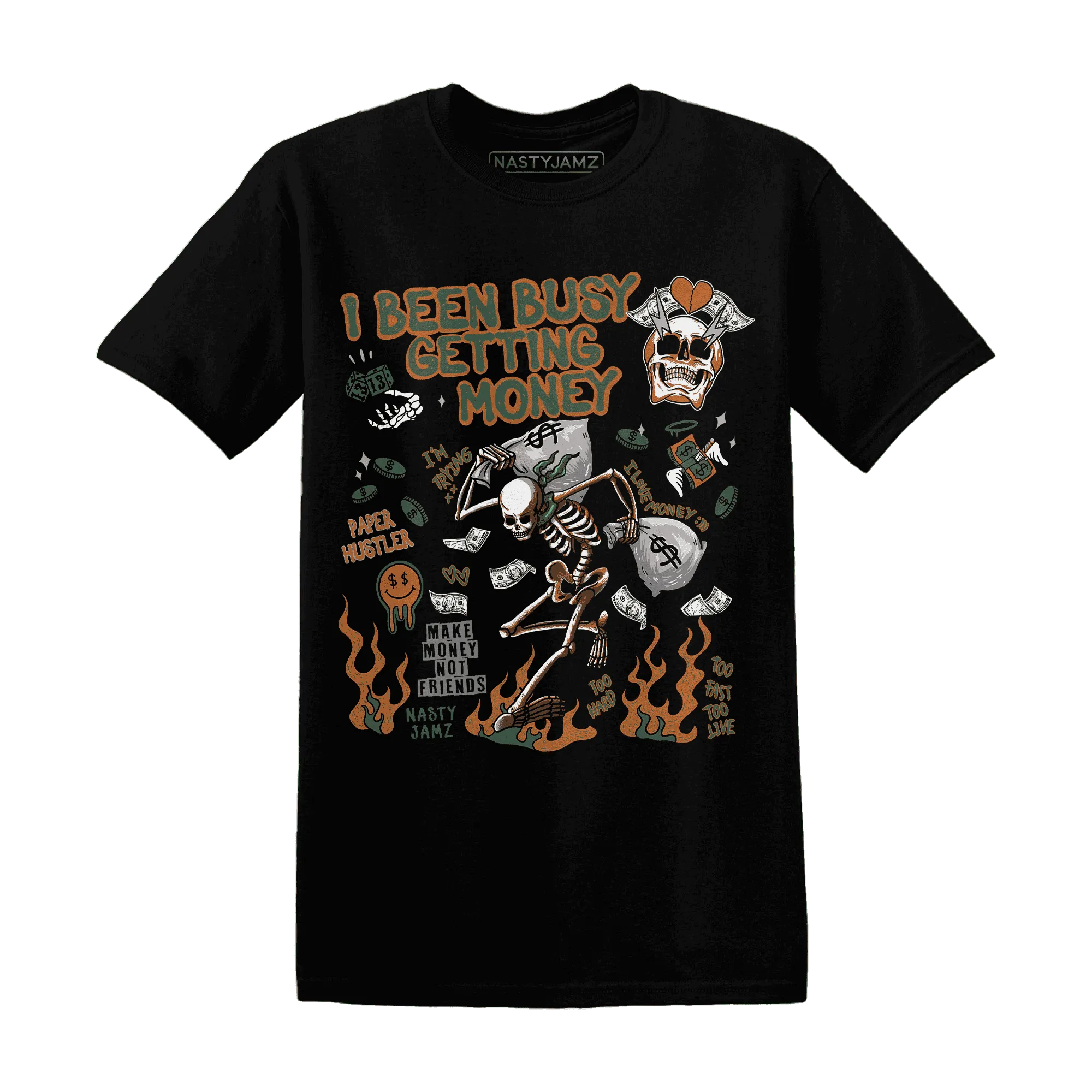 Dunk-Low-Ceramic-NastyJamz-T-Shirt-Match-Busy-Getting-Money-Skull