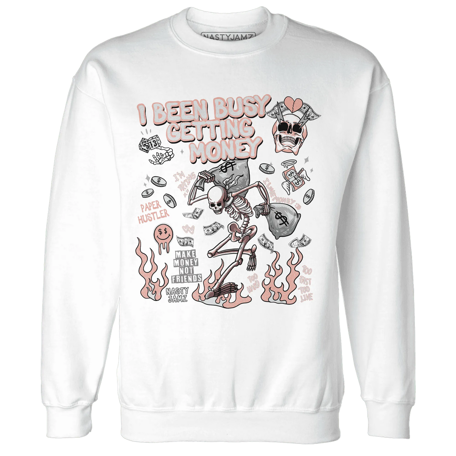 Dunk-Low-Glacier-Blue-Arctic-Orange-NastyJamz-Sweatshirt-Match-Busy-Getting-Money-Skull