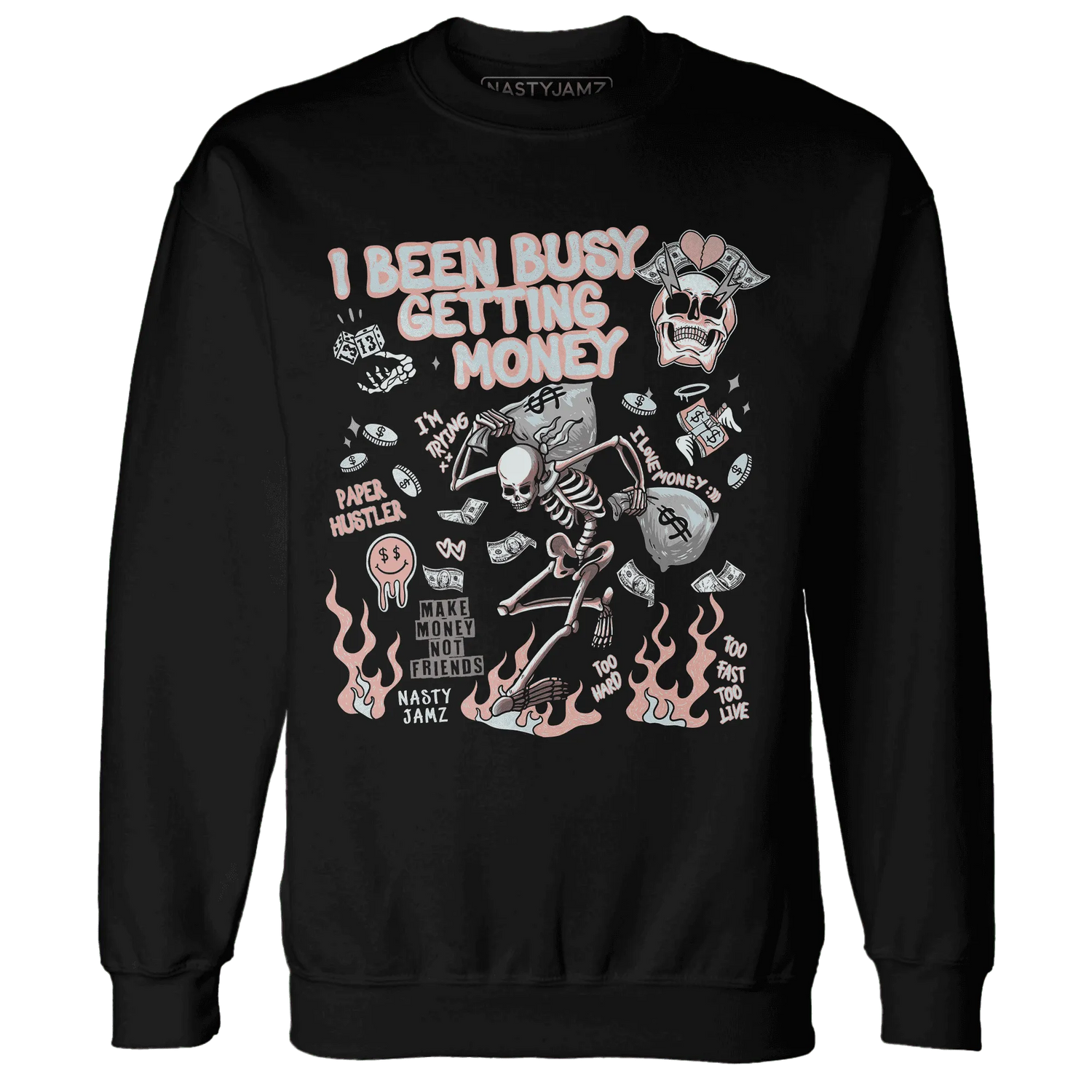 Dunk-Low-Glacier-Blue-Arctic-Orange-NastyJamz-Sweatshirt-Match-Busy-Getting-Money-Skull