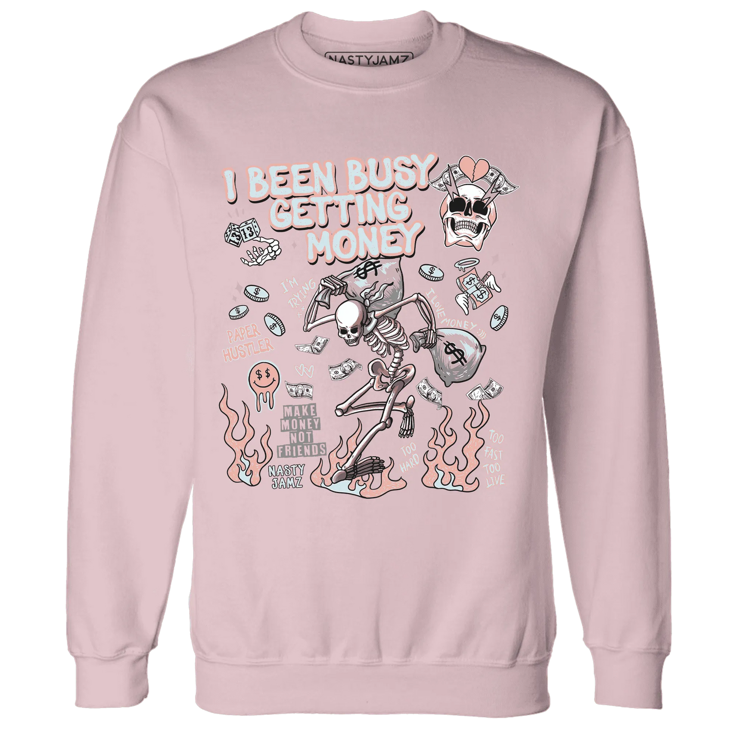 Dunk-Low-Glacier-Blue-Arctic-Orange-NastyJamz-Sweatshirt-Match-Busy-Getting-Money-Skull