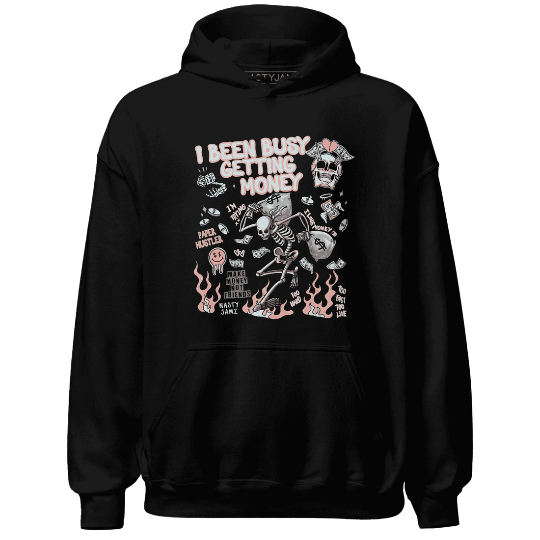 Dunk-Low-Glacier-Blue-Arctic-Orange-NastyJamz-Hoodie-Match-Busy-Getting-Money-Skull