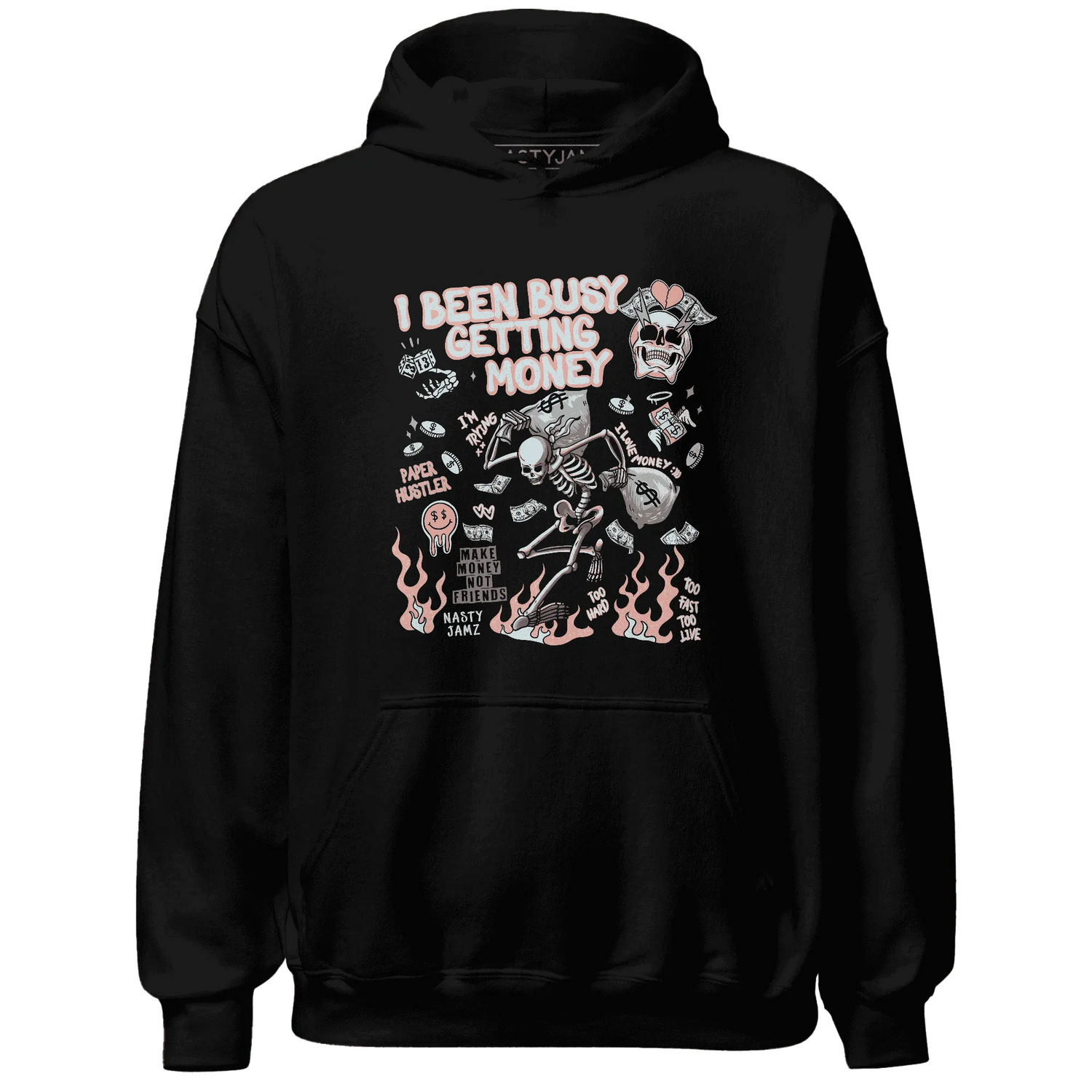Dunk-Low-Glacier-Blue-Arctic-Orange-NastyJamz-Hoodie-Match-Busy-Getting-Money-Skull