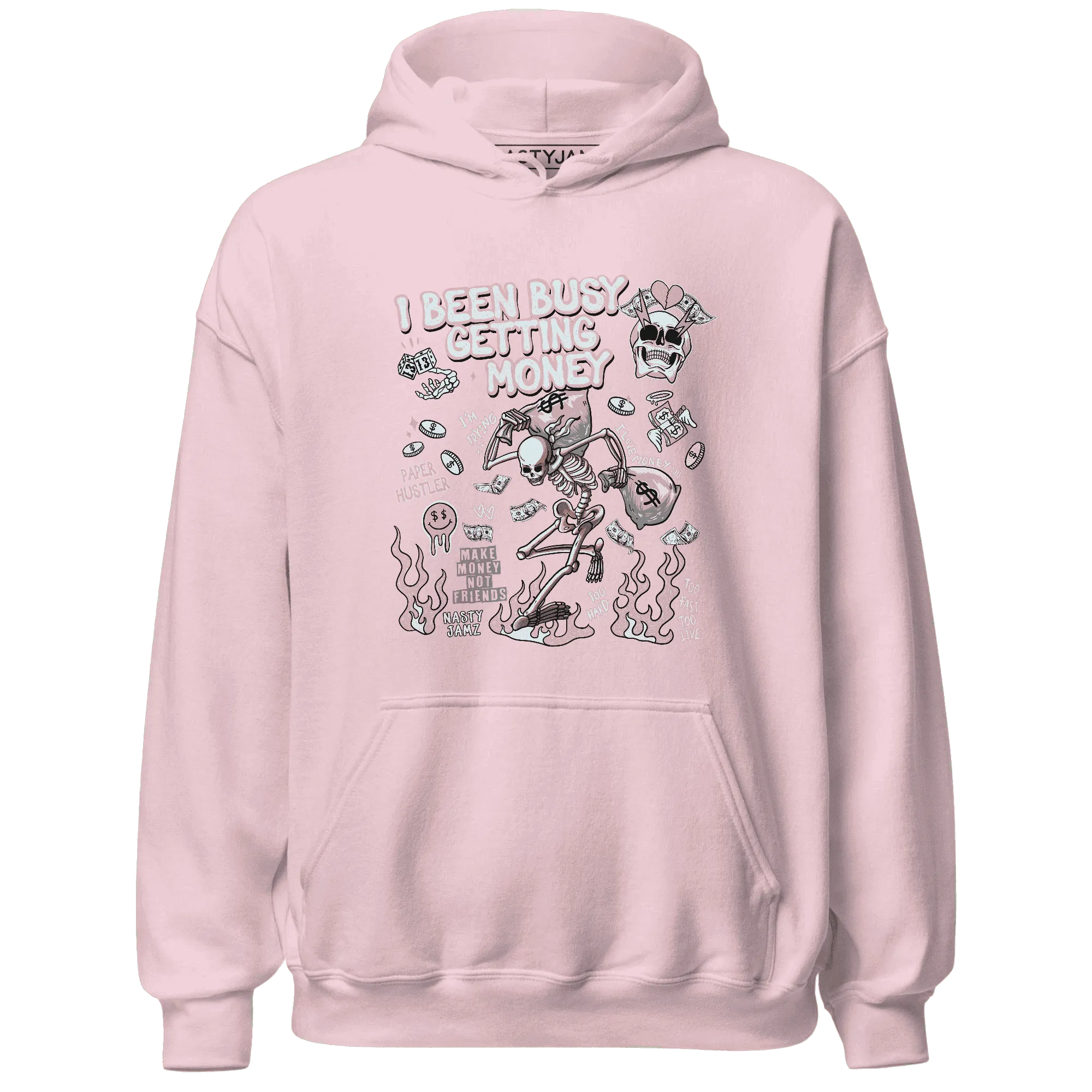 Dunk-Low-Glacier-Blue-Arctic-Orange-NastyJamz-Hoodie-Match-Busy-Getting-Money-Skull